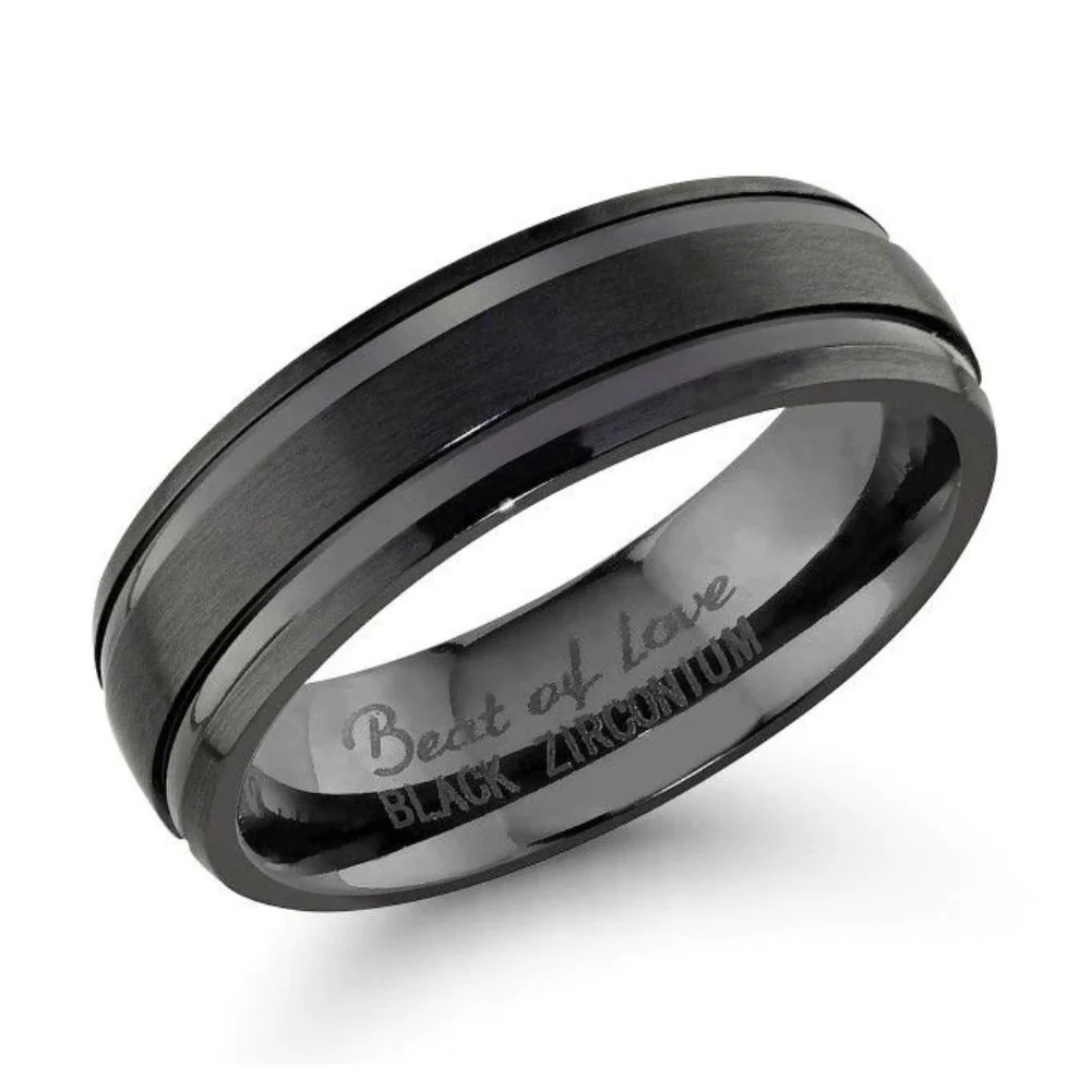 Beat of Love zirkonium sormus, musta, 6mm