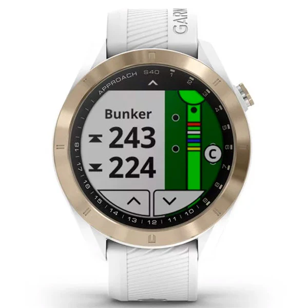 Garmin Approach® S40 vaalea kulta ja valkoinen hihna, golfrannekello 010-02140-02 - Image 7