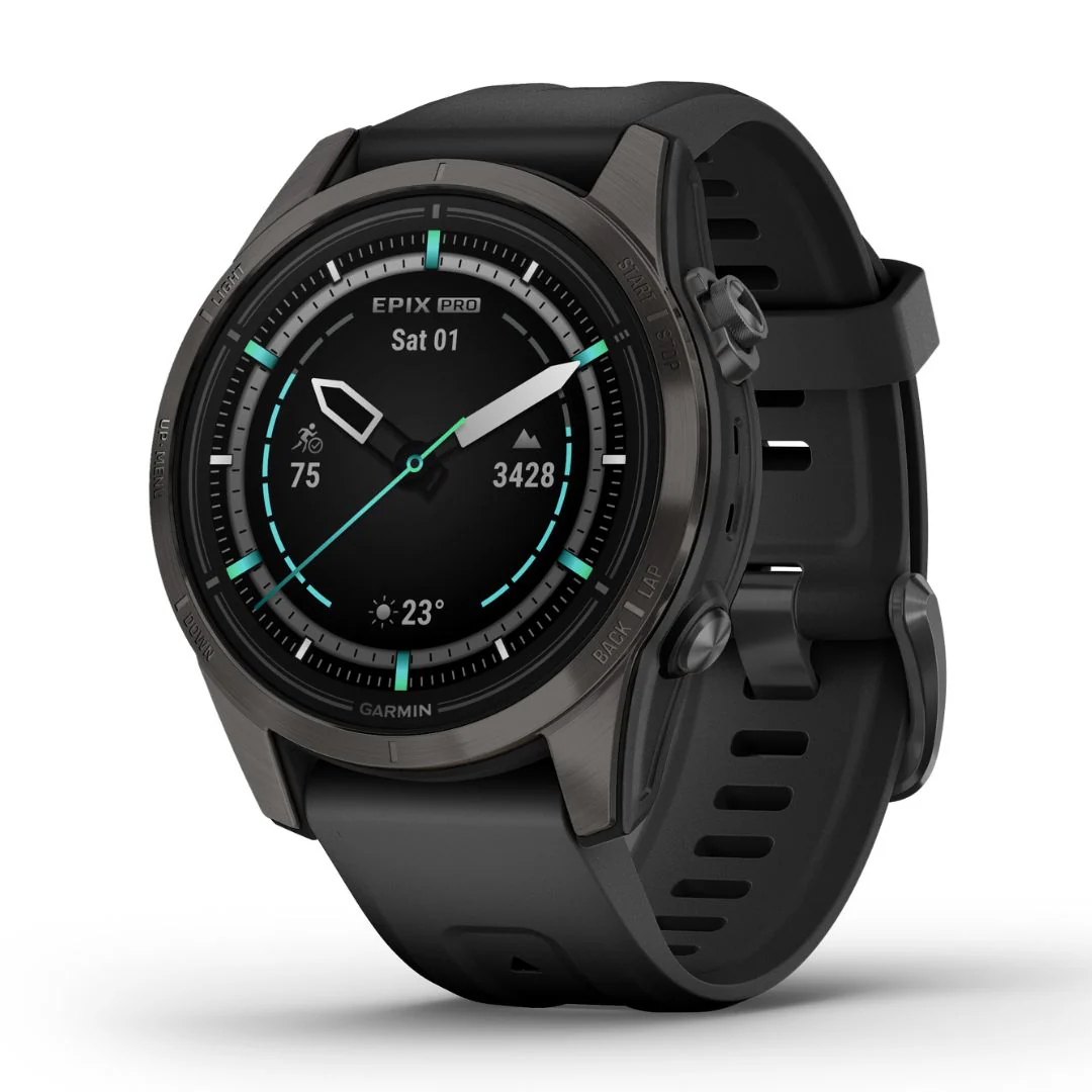 Garmin Epix Pro Gen 2 Sapphire, 42 mm, hiilenharmaa DLC-titaani ja musta ranneke, AMOLED GPS-älykello 010-02802-15
