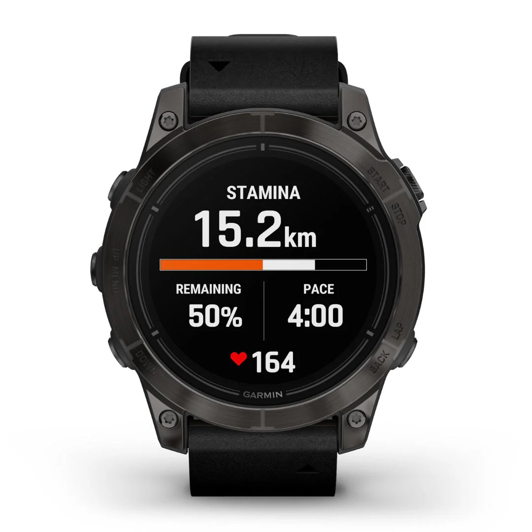 Garmin Epix Pro Gen 2 Sapphire, 47 mm, hiilenharmaa DLC-titaani ja musta nahkaranneke, AMOLED GPS-älykello 010-02803-30 - Image 2
