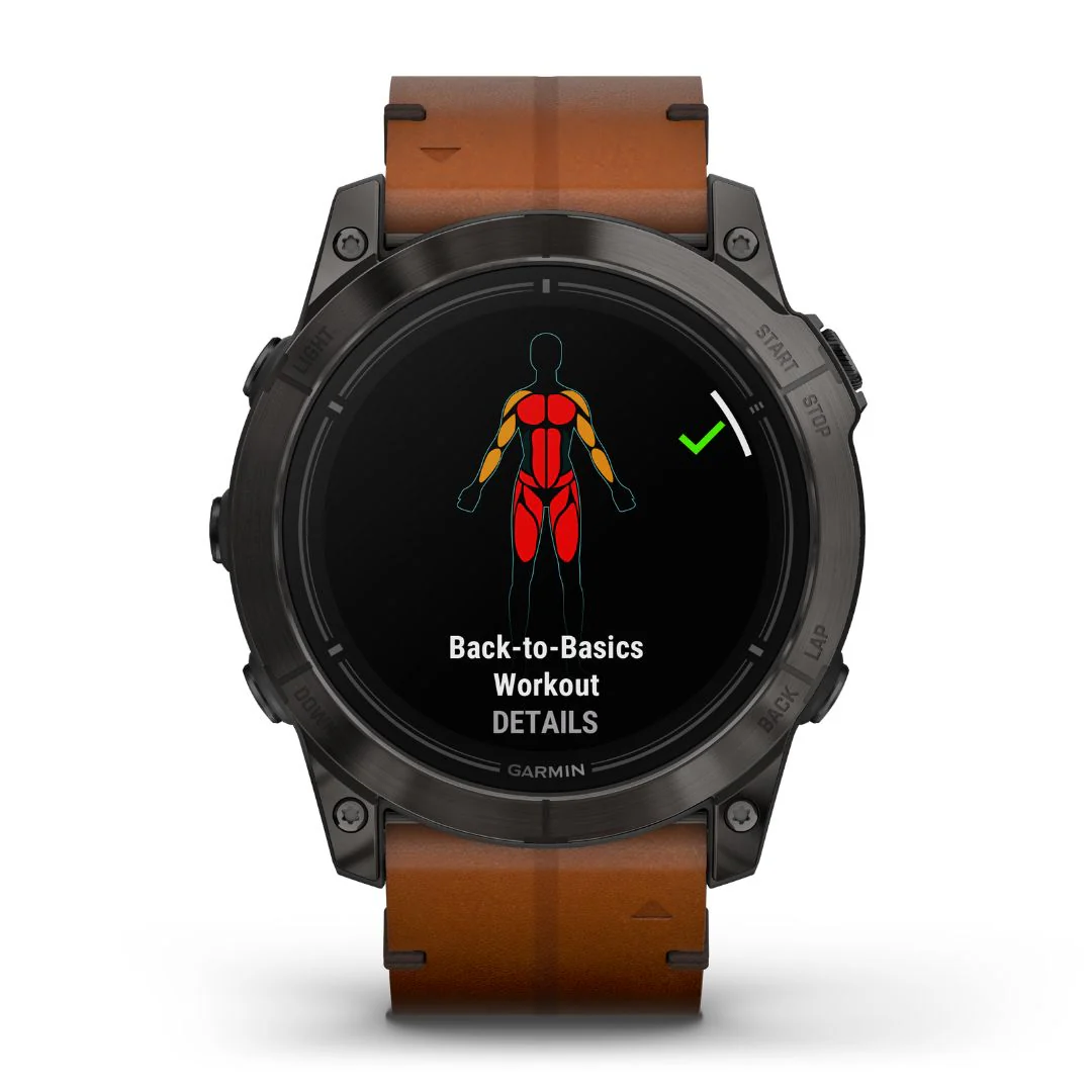Garmin Epix Pro Gen 2 Sapphire, 51 mm, hiilenharmaa DLC-titaani ja ruskea nahkaranneke, AMOLED GPS-älykello 010-02804-30 - Image 2