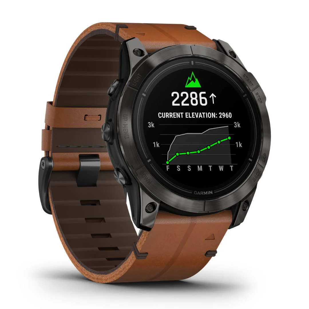 Garmin Epix Pro Gen 2 Sapphire, 51 mm, hiilenharmaa DLC-titaani ja ruskea nahkaranneke, AMOLED GPS-älykello 010-02804-30 - Image 3