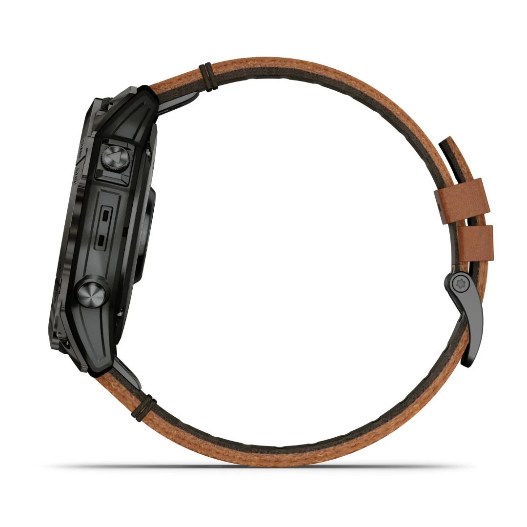 Garmin Epix Pro Gen 2 Sapphire, 51 mm, hiilenharmaa DLC-titaani ja ruskea nahkaranneke, AMOLED GPS-älykello 010-02804-30 - Image 4