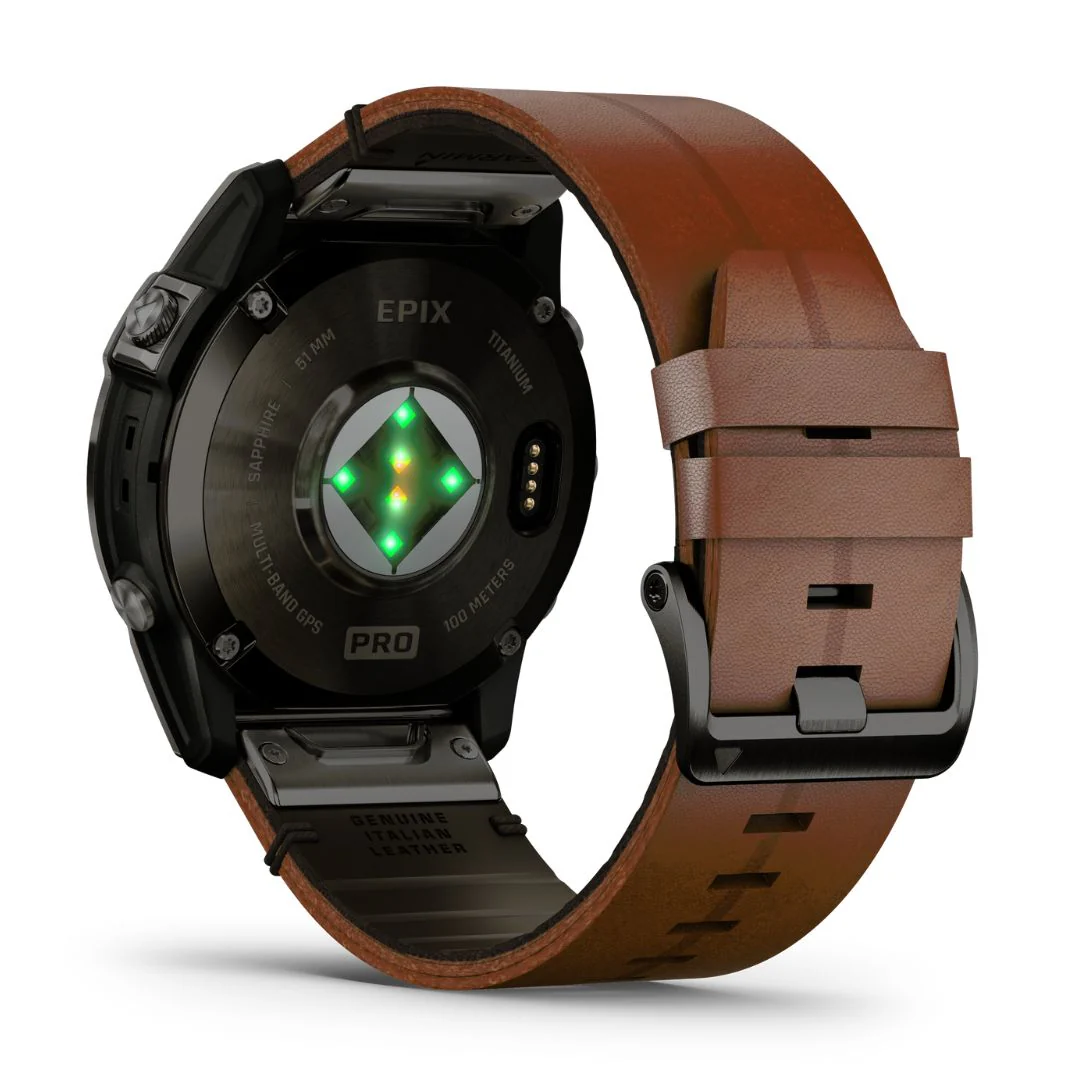 Garmin Epix Pro Gen 2 Sapphire, 51 mm, hiilenharmaa DLC-titaani ja ruskea nahkaranneke, AMOLED GPS-älykello 010-02804-30 - Image 5
