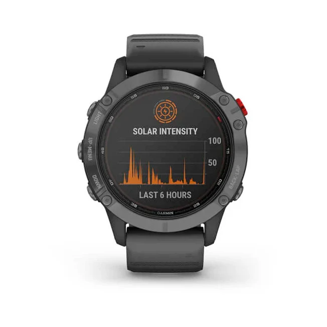 Garmin Fenix 6 Pro Solar Edition 47 mm harmaa ja musta hihna, monilajiälykello 010-02410-15 - Image 2