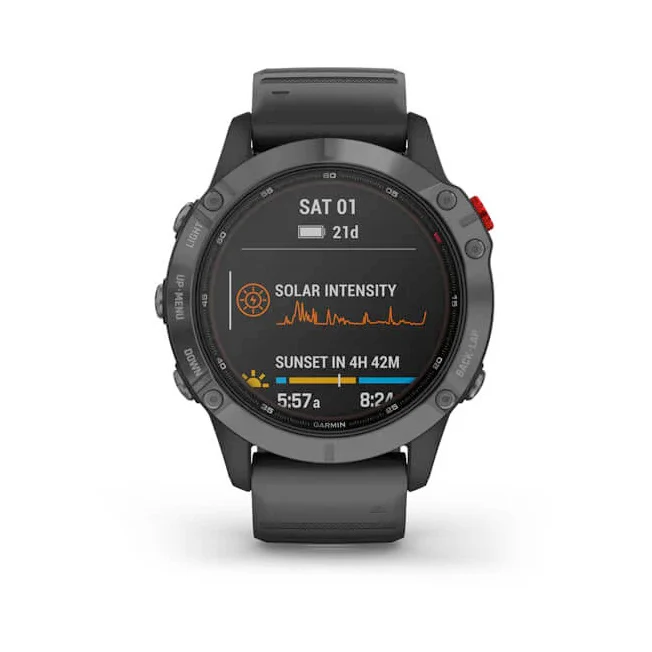 Garmin Fenix 6 Pro Solar Edition 47 mm harmaa ja musta hihna, monilajiälykello 010-02410-15 - Image 8