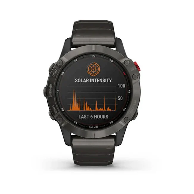 Garmin Fenix 6 Pro Solar Edition 47 mm tummanharmaa titaani ja titaanihihna, monilajiälykello 010-02410-23 - Image 2