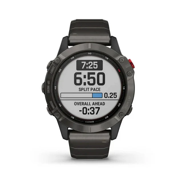 Garmin Fenix 6 Pro Solar Edition 47 mm tummanharmaa titaani ja titaanihihna, monilajiälykello 010-02410-23 - Image 4