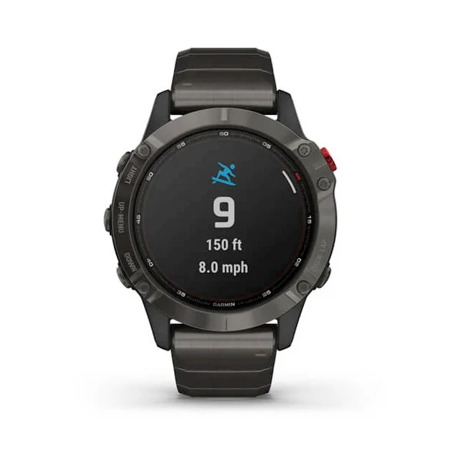 Garmin Fenix 6 Pro Solar Edition 47 mm tummanharmaa titaani ja titaanihihna, monilajiälykello 010-02410-23 - Image 7