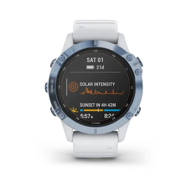 Garmin Fenix 6 Pro Solar Edition 47 mm sininen titaani ja vaalea hihna, monilajiälykello 010-02410-19 - Image 8