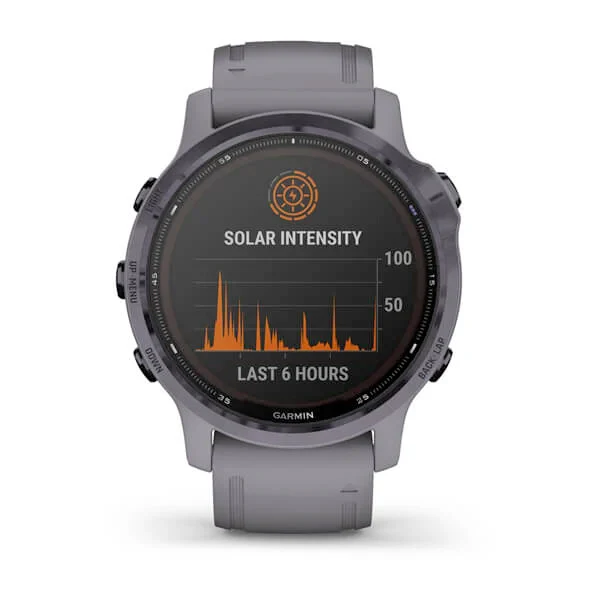 Garmin Fenix 6S Pro Solar 42 mm ametisti ja harmaa silikonihihna, monilajiälykello 010-02409-15 - Image 2