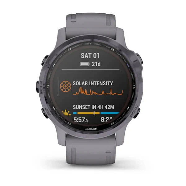 Garmin Fenix 6S Pro Solar 42 mm ametisti ja harmaa silikonihihna, monilajiälykello 010-02409-15 - Image 8