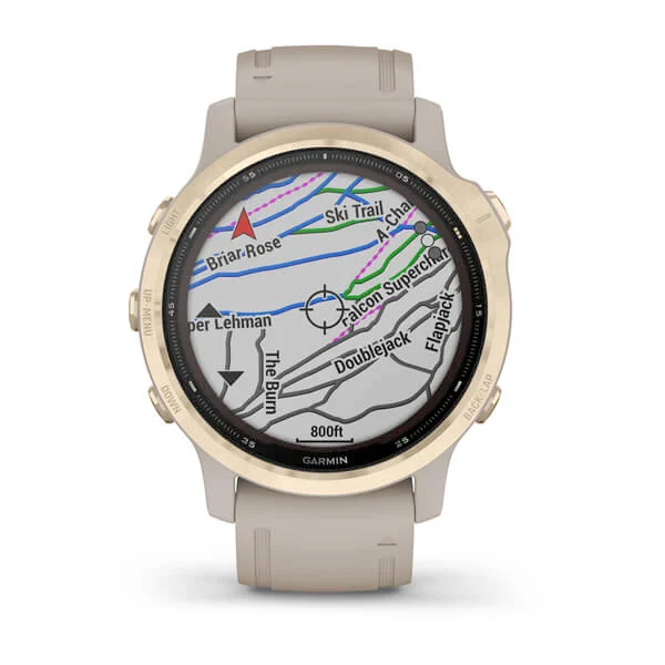 Garmin Fenix 6S Pro Solar 42 mm vaalea kulta ja vaalea hiekanvärinen hihna, monilajiälykello 010-02409-11 - Image 6