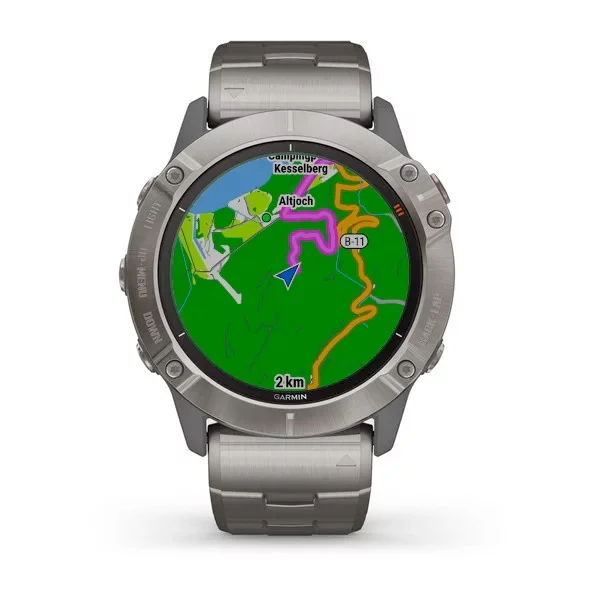 Garmin Fenix 6X Pro Solar 51 mm titaani ja ilmastoitu titaaniranneke, monilajiälykello 010-02157-24 - Image 2