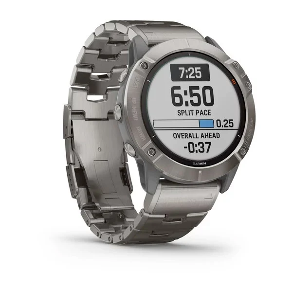 Garmin Fenix 6X Pro Solar 51 mm titaani ja ilmastoitu titaaniranneke, monilajiälykello 010-02157-24 - Image 5