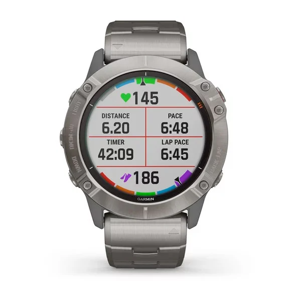 Garmin Fenix 6X Pro Solar 51 mm titaani ja ilmastoitu titaaniranneke, monilajiälykello 010-02157-24 - Image 6