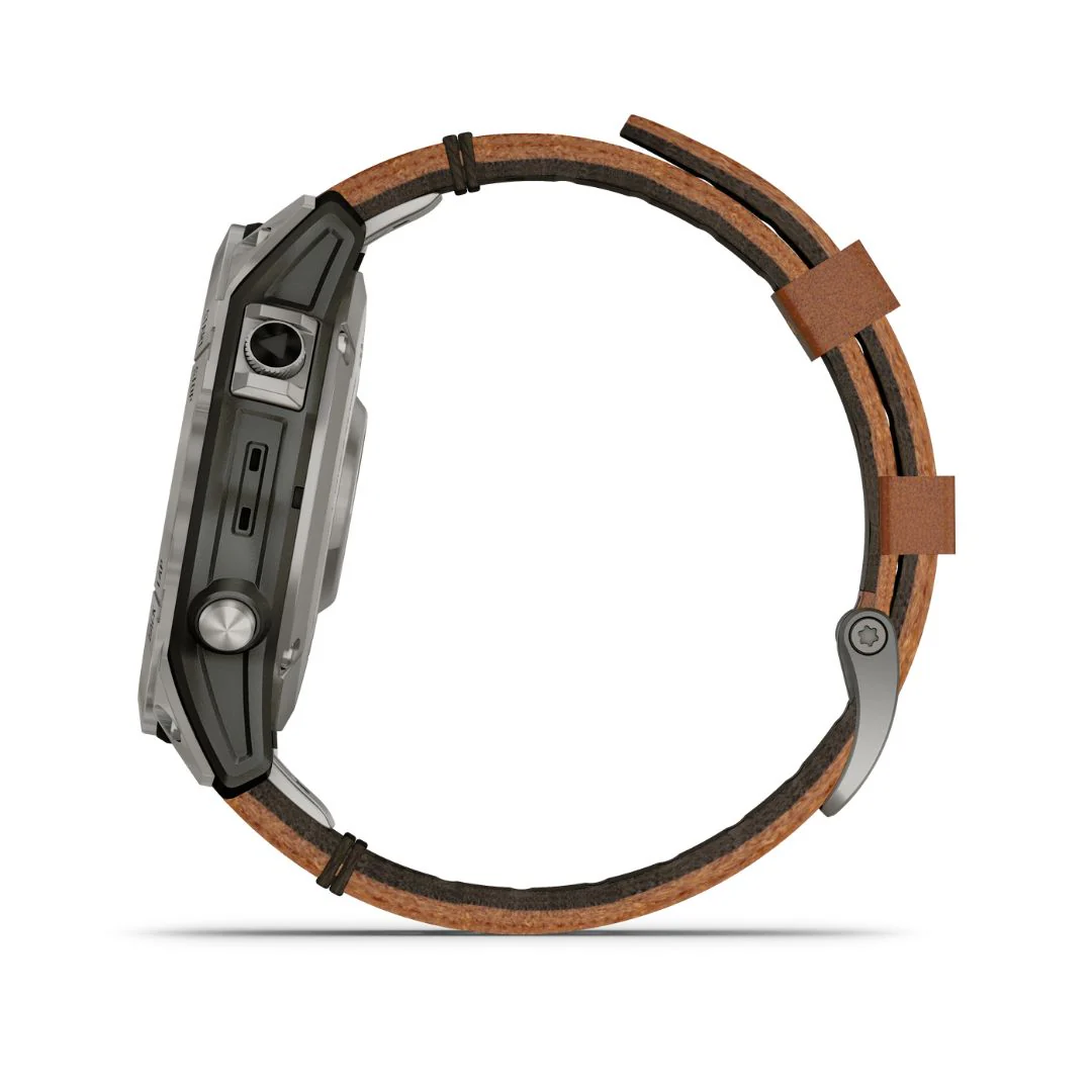 Garmin Fenix 7 Pro Sapphire Solar, titaani ja ruskea nahkaranneke, multisport-GPS-älykello 010-02777-30 - Image 4