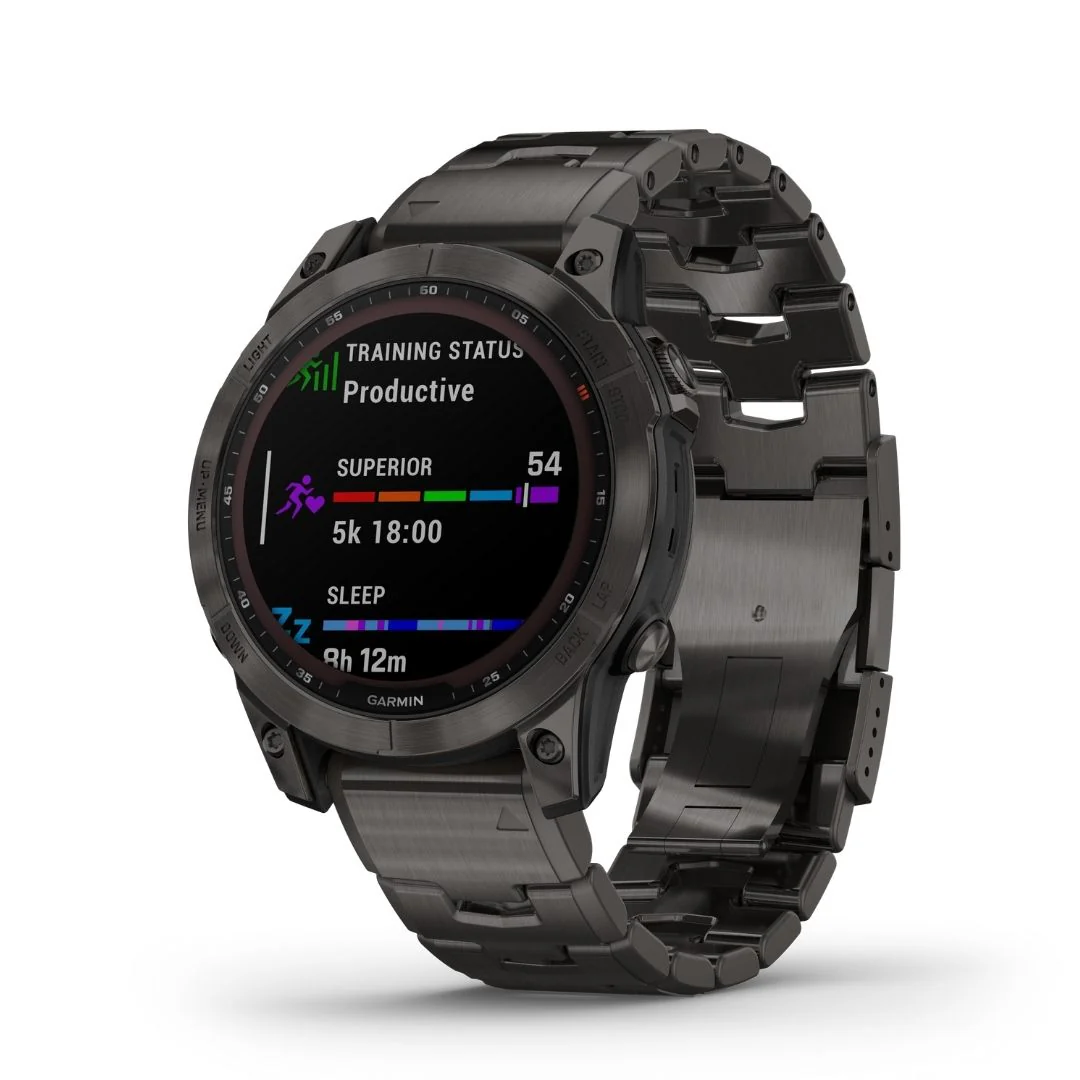 Garmin Fenix 7 Sapphire Solar, DLC-titaani ja titaaniranneke sekä silikoniranneke 010-02540-39