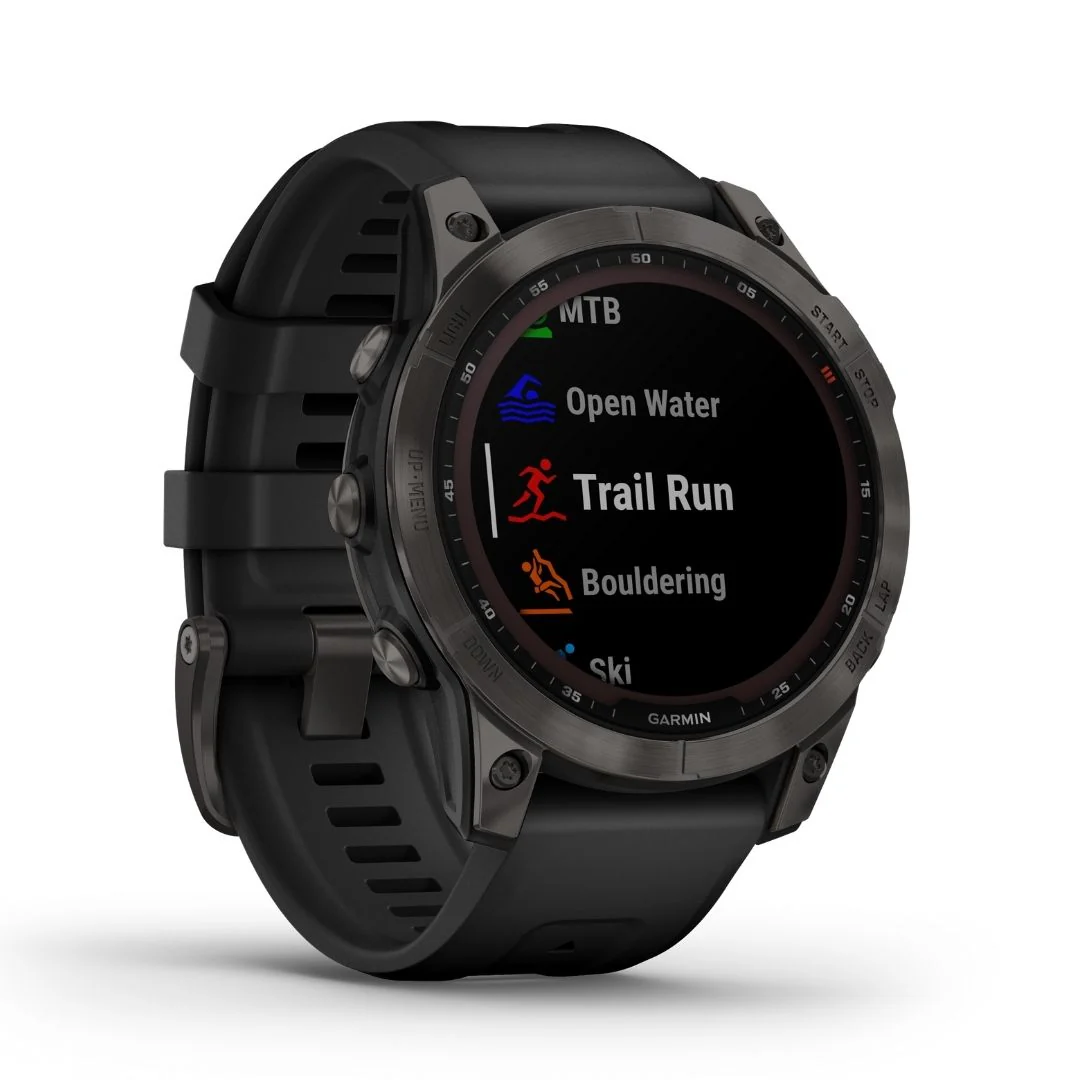 Garmin Fenix 7 Sapphire Solar, hiilenharmaa DLC-titaani ja musta ranneke 010-02540-21 - Image 2