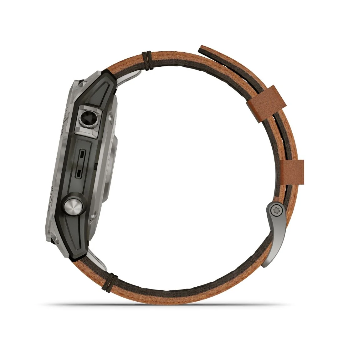 Garmin Fenix 7 Sapphire Solar, titaani ja ruskea nahkaranneke sekä silikoniranneke 010-02540-31 - Image 5