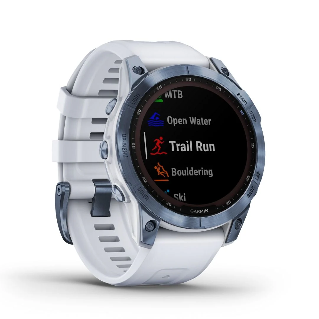 Garmin Fenix 7 Sapphire Solar, vaaleansininen DLC-titaani ja vaaleanharmaa ranneke 010-02540-25 - Image 2