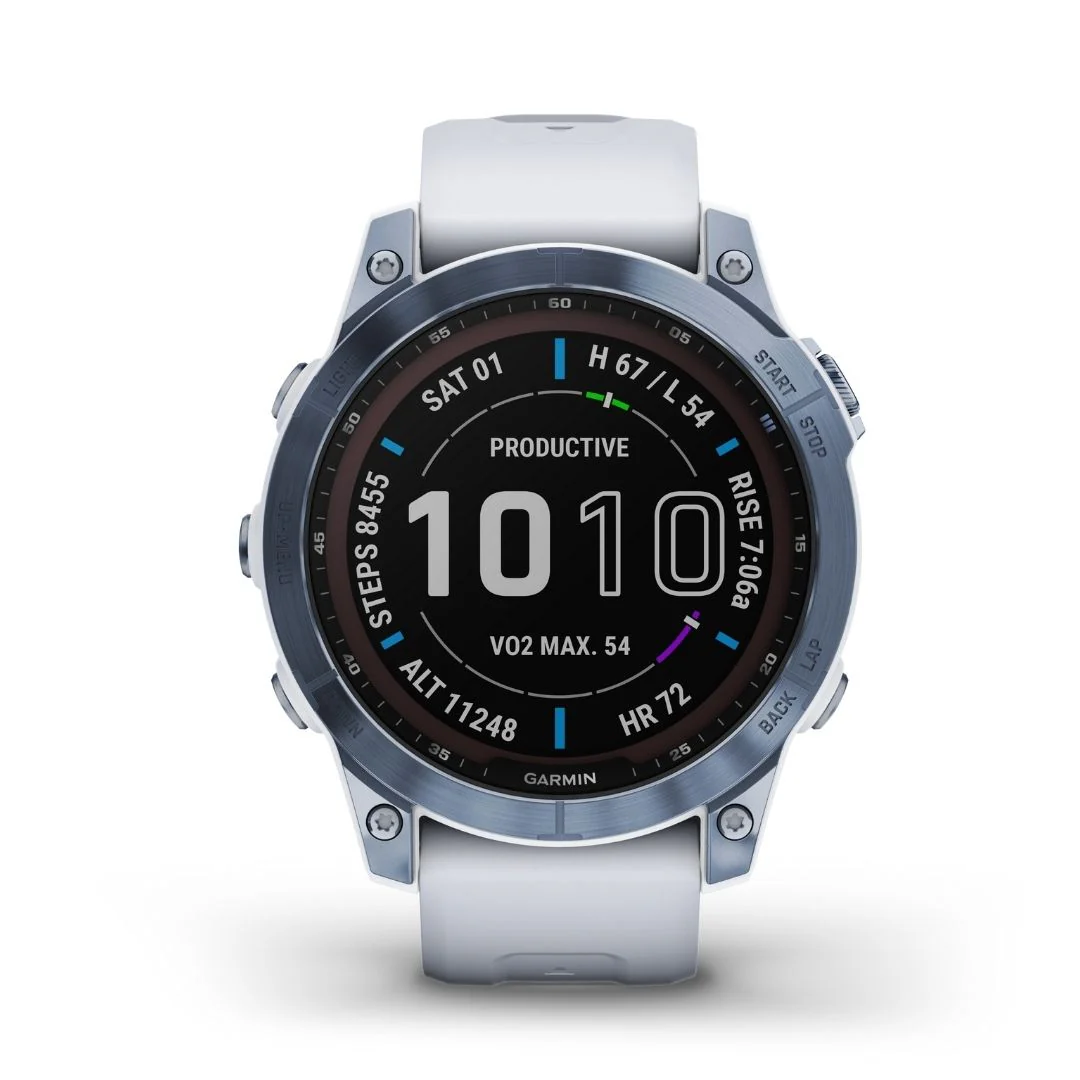 Garmin Fenix 7 Sapphire Solar, vaaleansininen DLC-titaani ja vaaleanharmaa ranneke 010-02540-25 - Image 3