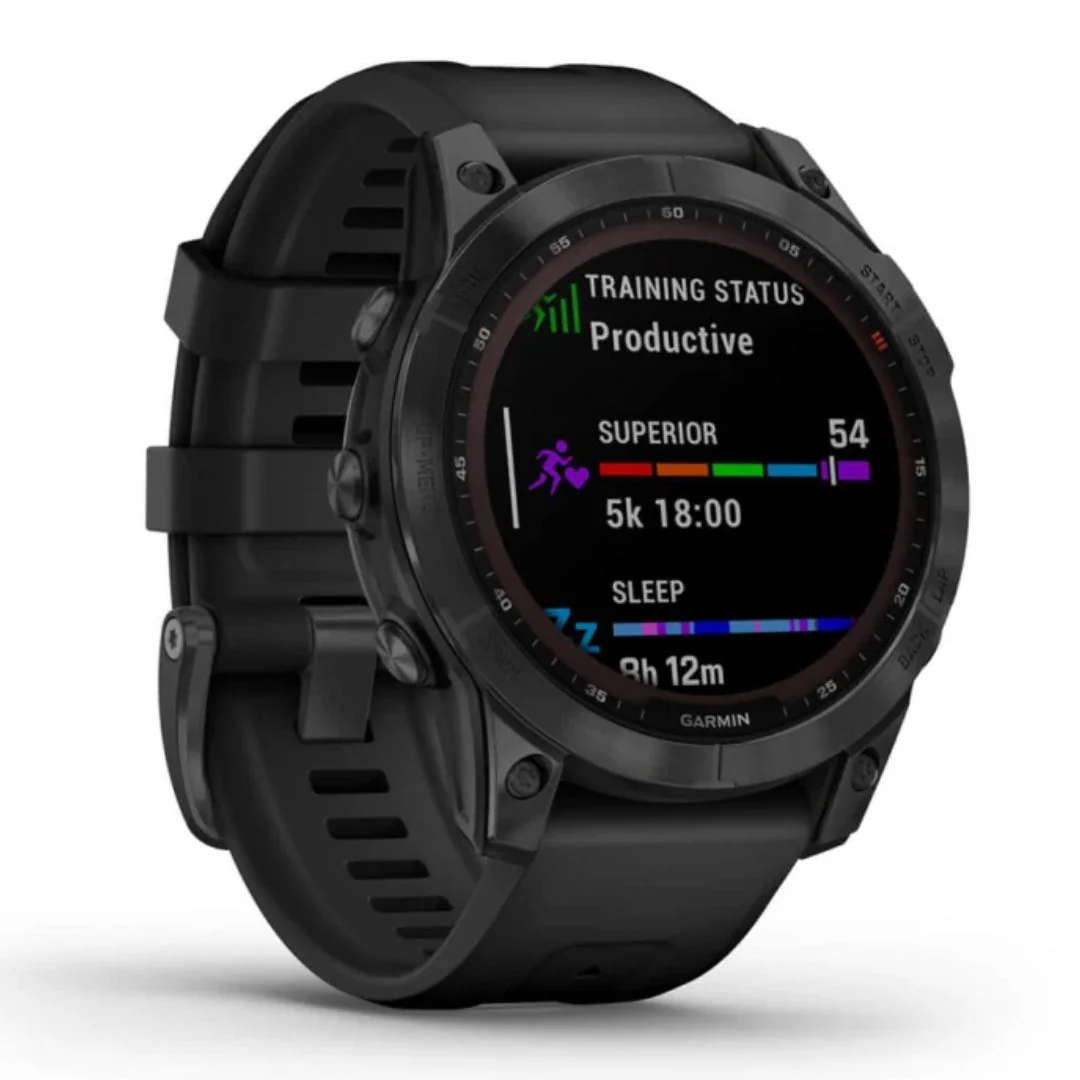 Garmin Fenix 7 Solar, tummanharmaa ja musta ranneke, multisport-GPS-älykello 010-02540-11 - Image 3