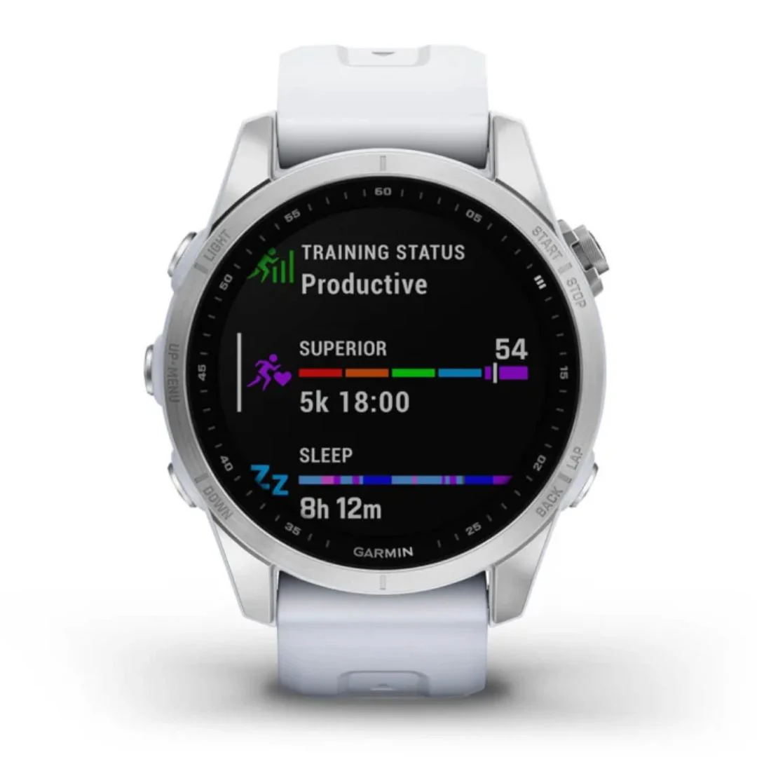 Garmin Fenix 7S, hopea ja vaaleanharmaa ranneke, multisport-GPS-älykello, 010-02539-03 - Image 2