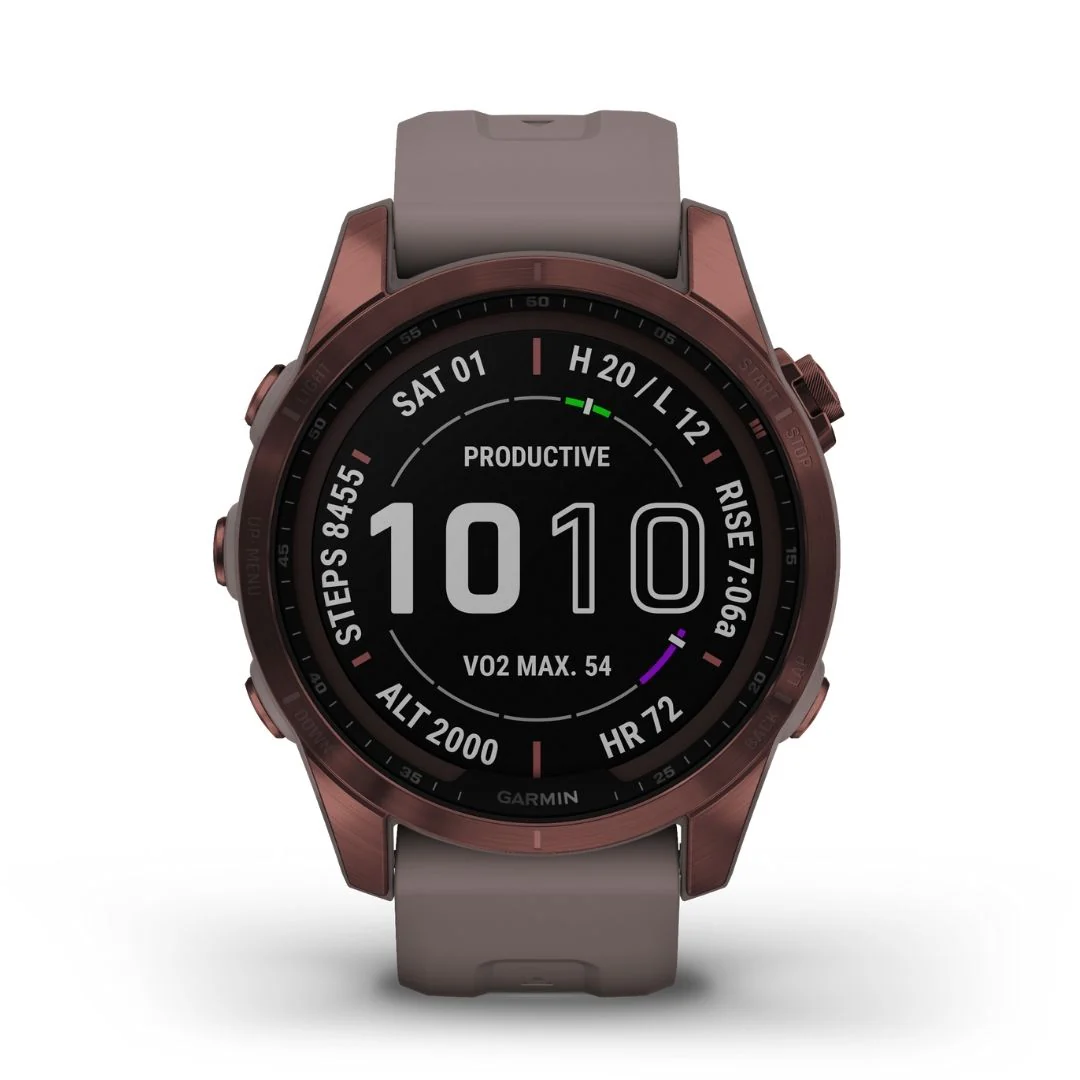 Garmin Fenix 7S Sapphire Solar, tumma pronssi ja harmaa ranneke 010-02539-29 - Image 3