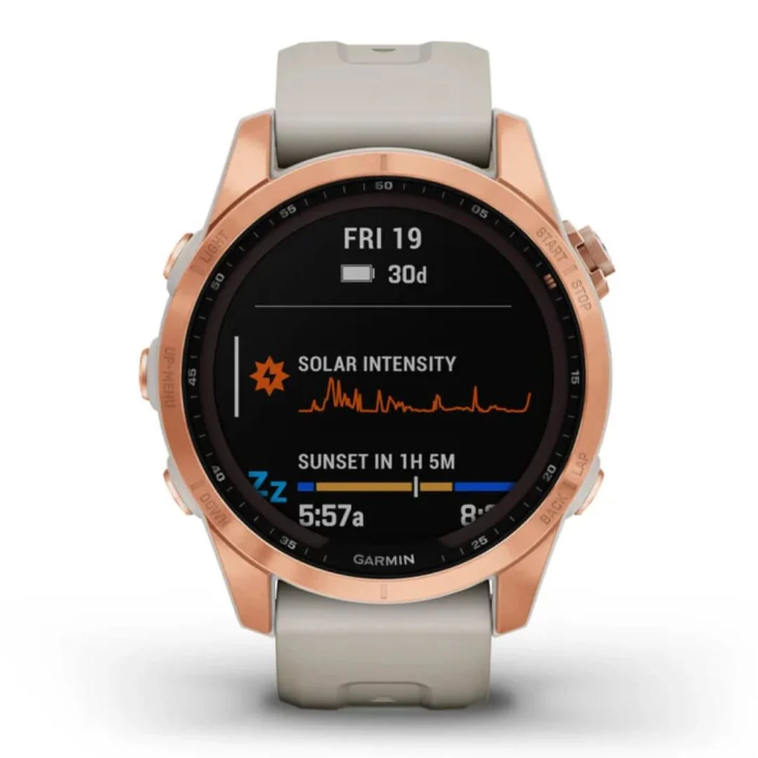 Garmin Fenix 7S Solar, ruusukulta ja vaalean hiekan värinen ranneke, multisport-GPS-älykello 010-02539-11 - Image 2