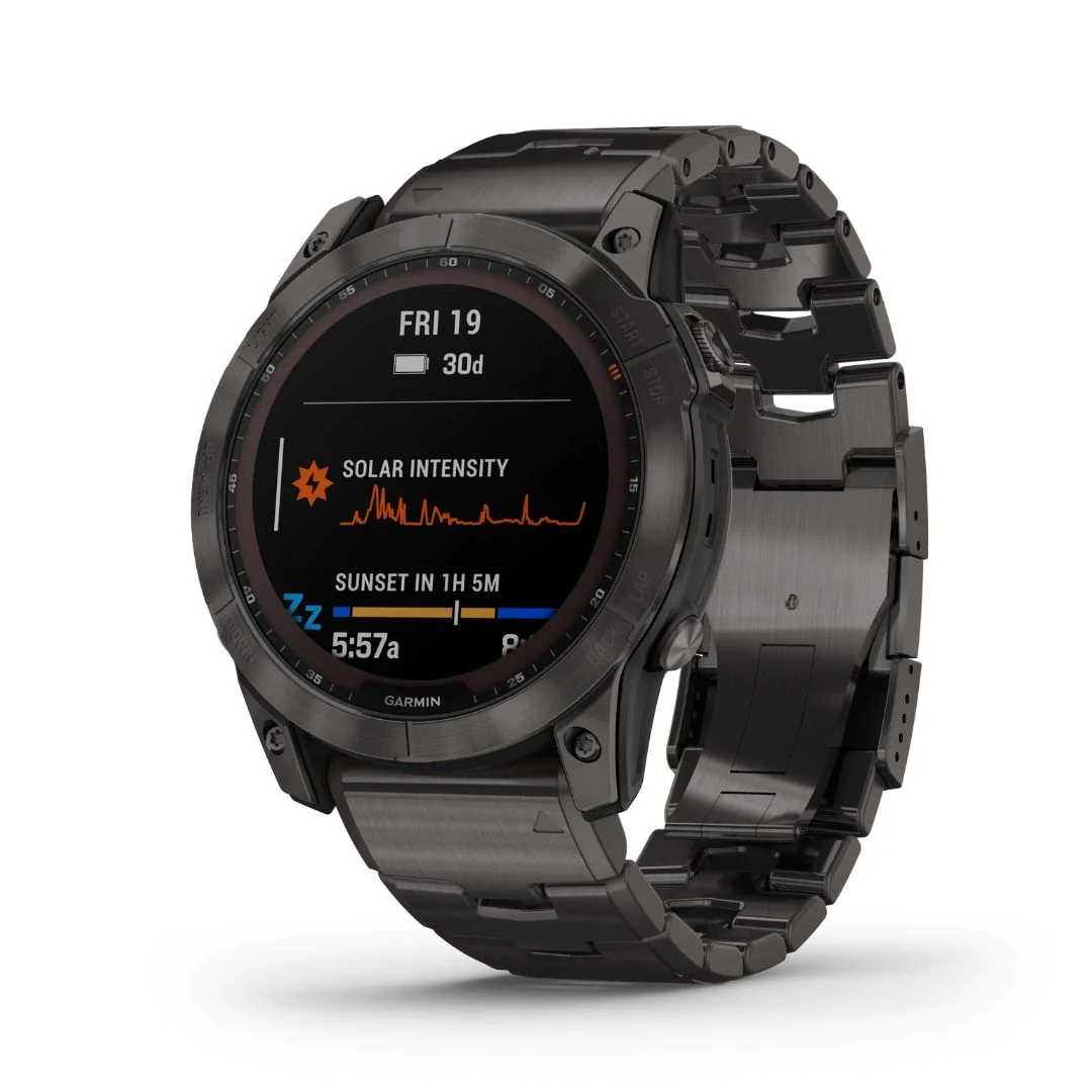 Garmin Fenix 7X Sapphire Solar, DLC-titaani ja titaaniranneke sekä silikoniranneke 010-02541-27