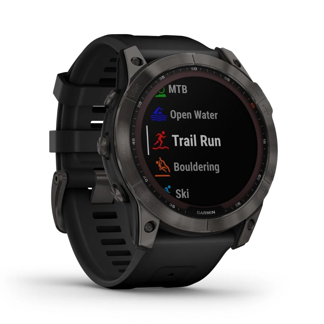 Garmin Fenix 7X Sapphire Solar, hiilenharmaa DLC-titaani ja musta ranneke 010-02541-11 - Image 2