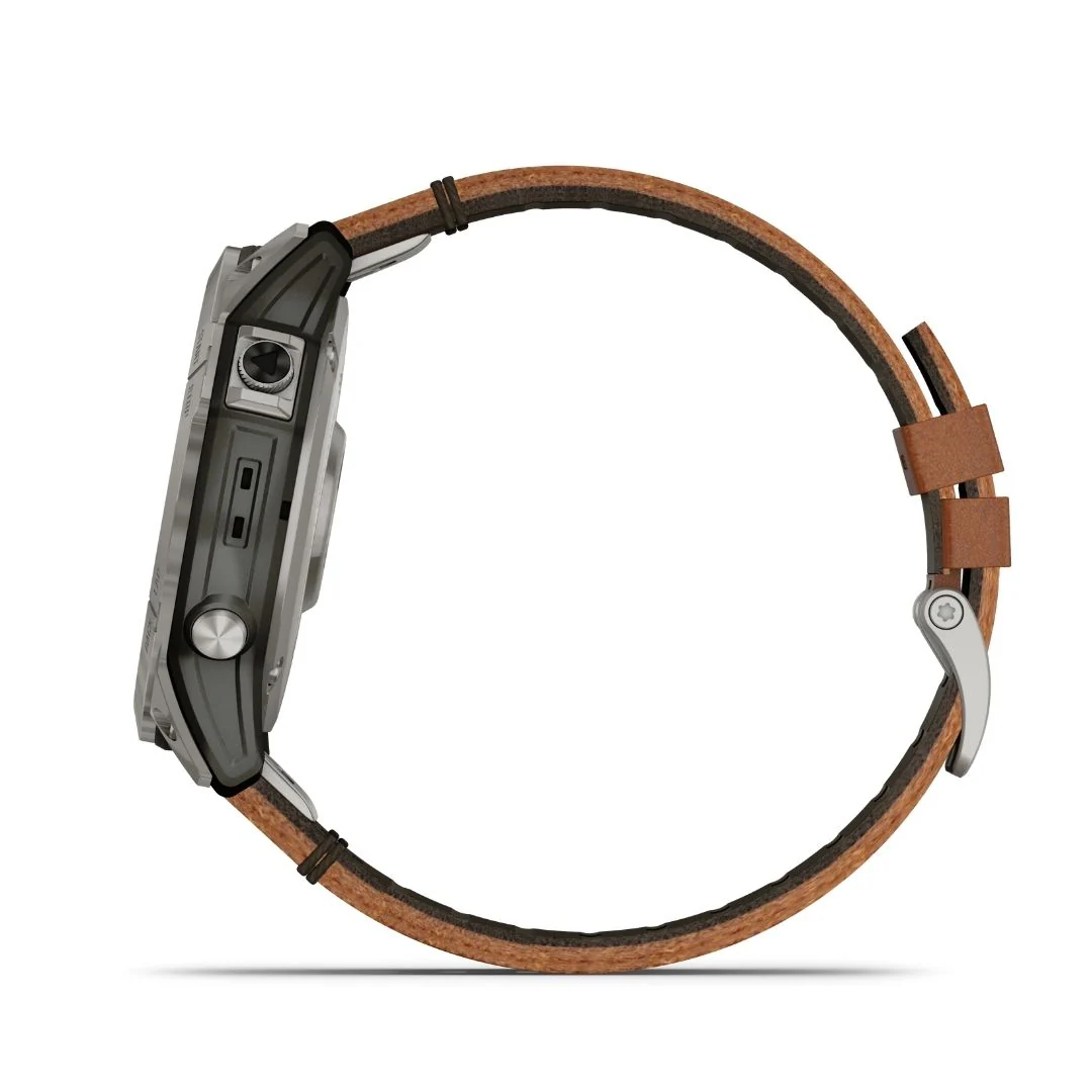 Garmin Fenix 7X Sapphire Solar, titaani, ruskea nahkaranneke sekä silikoniranneke 010-02541-19 - Image 4