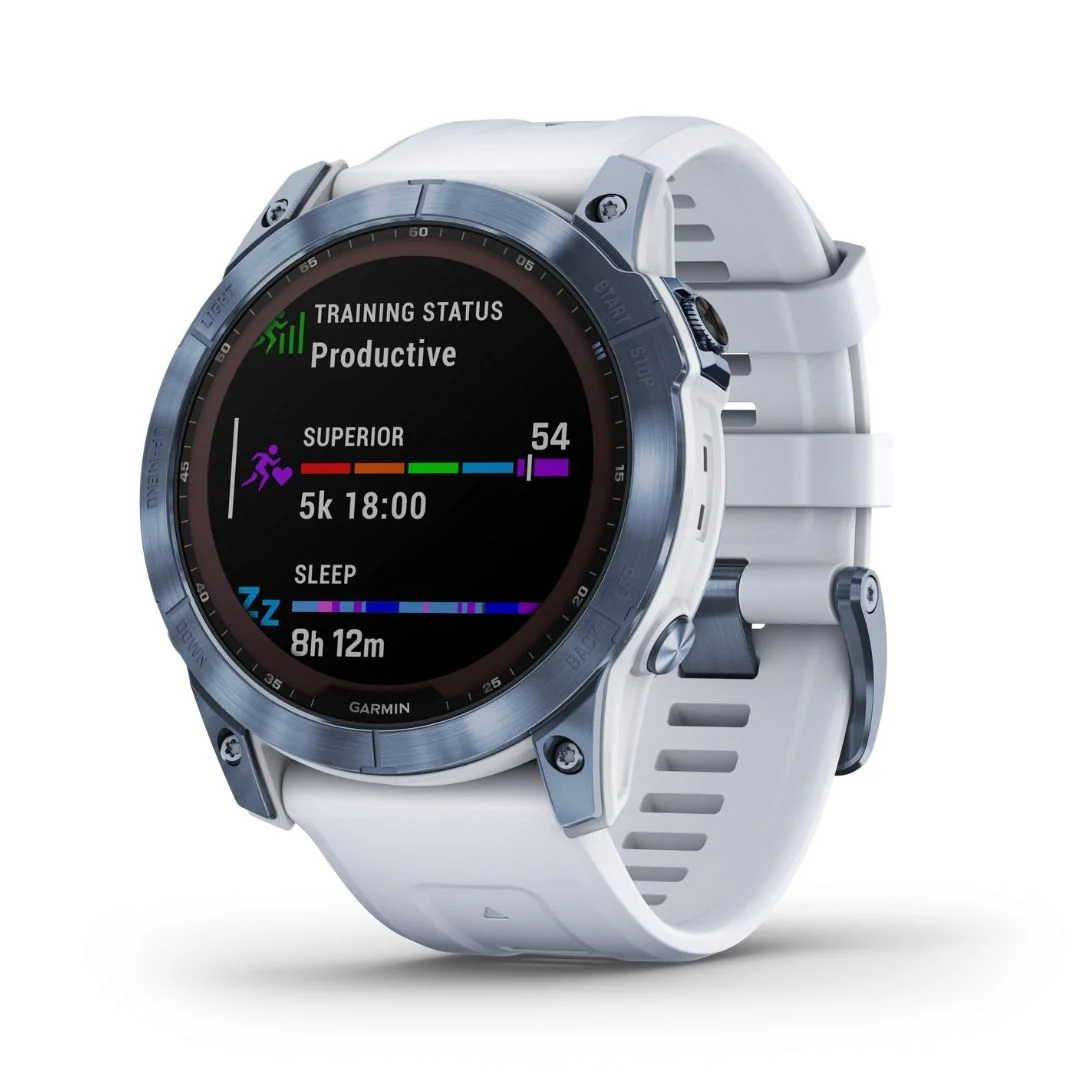 Garmin Fenix 7X Sapphire Solar, vaaleansininen DLC-titaani ja vaaleanharmaa ranneke 010-02541-15