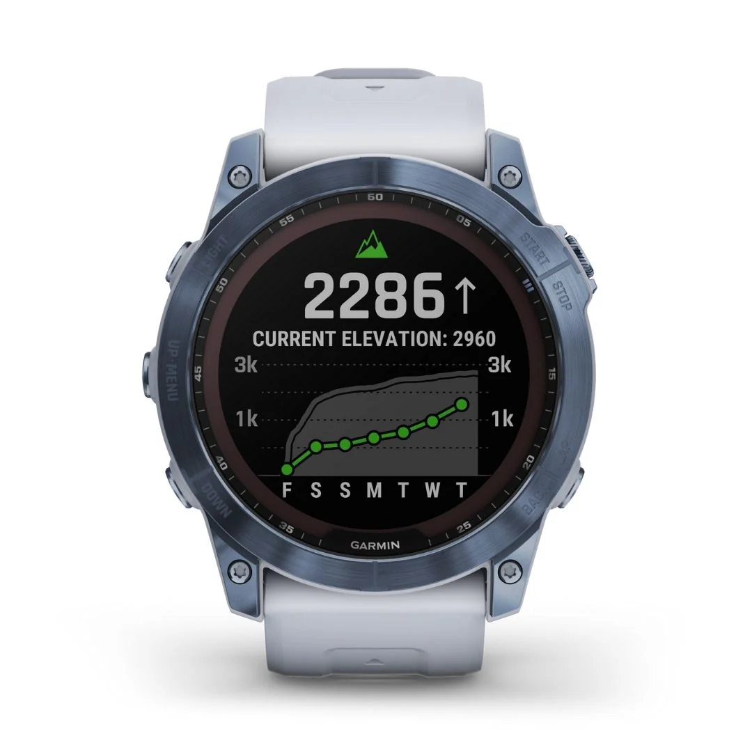 Garmin Fenix 7X Sapphire Solar, vaaleansininen DLC-titaani ja vaaleanharmaa ranneke 010-02541-15 - Image 2