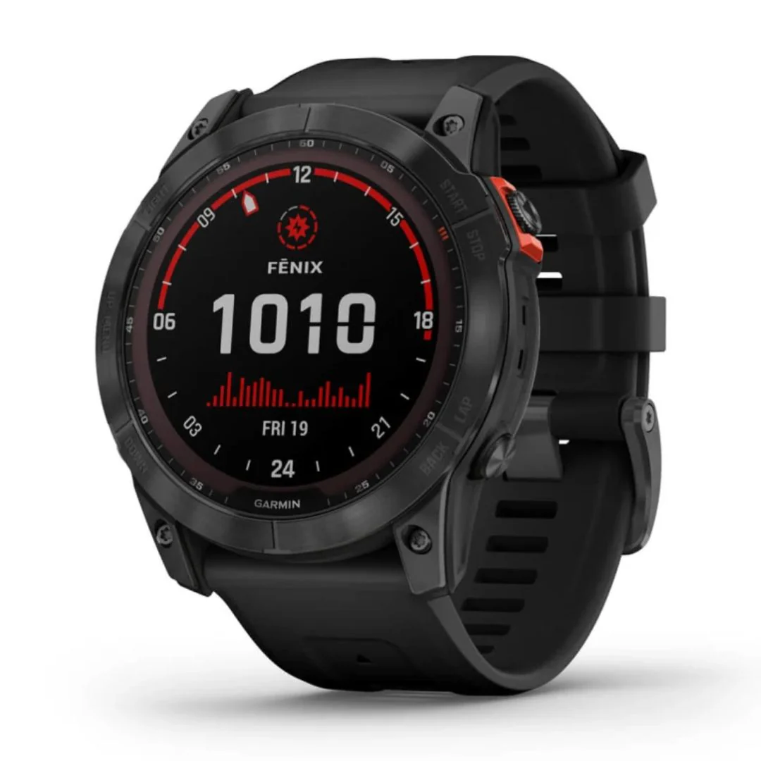 Garmin Fenix 7X Solar, tummanharmaa ja musta ranneke, multisport-GPS-älykello 010-02541-01
