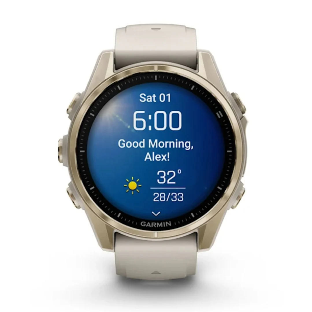 Garmin Fenix 8, 43mm Amoled Sapphire, vaalea kulta ja sumunharmaa, älykello 010-02903-11 - Image 2