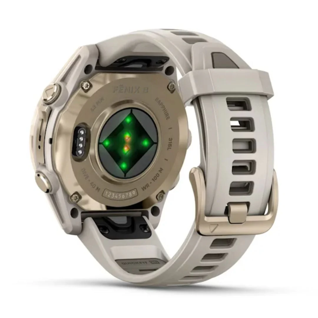 Garmin Fenix 8, 43mm Amoled Sapphire, vaalea kulta ja sumunharmaa, älykello 010-02903-11 - Image 3
