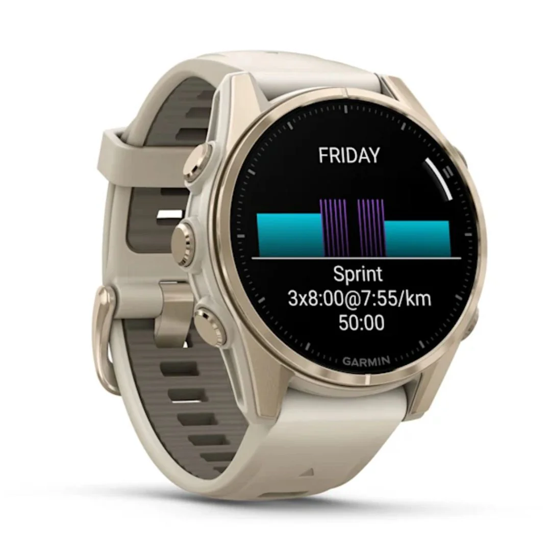 Garmin Fenix 8, 43mm Amoled Sapphire, vaalea kulta ja sumunharmaa, älykello 010-02903-11 - Image 5
