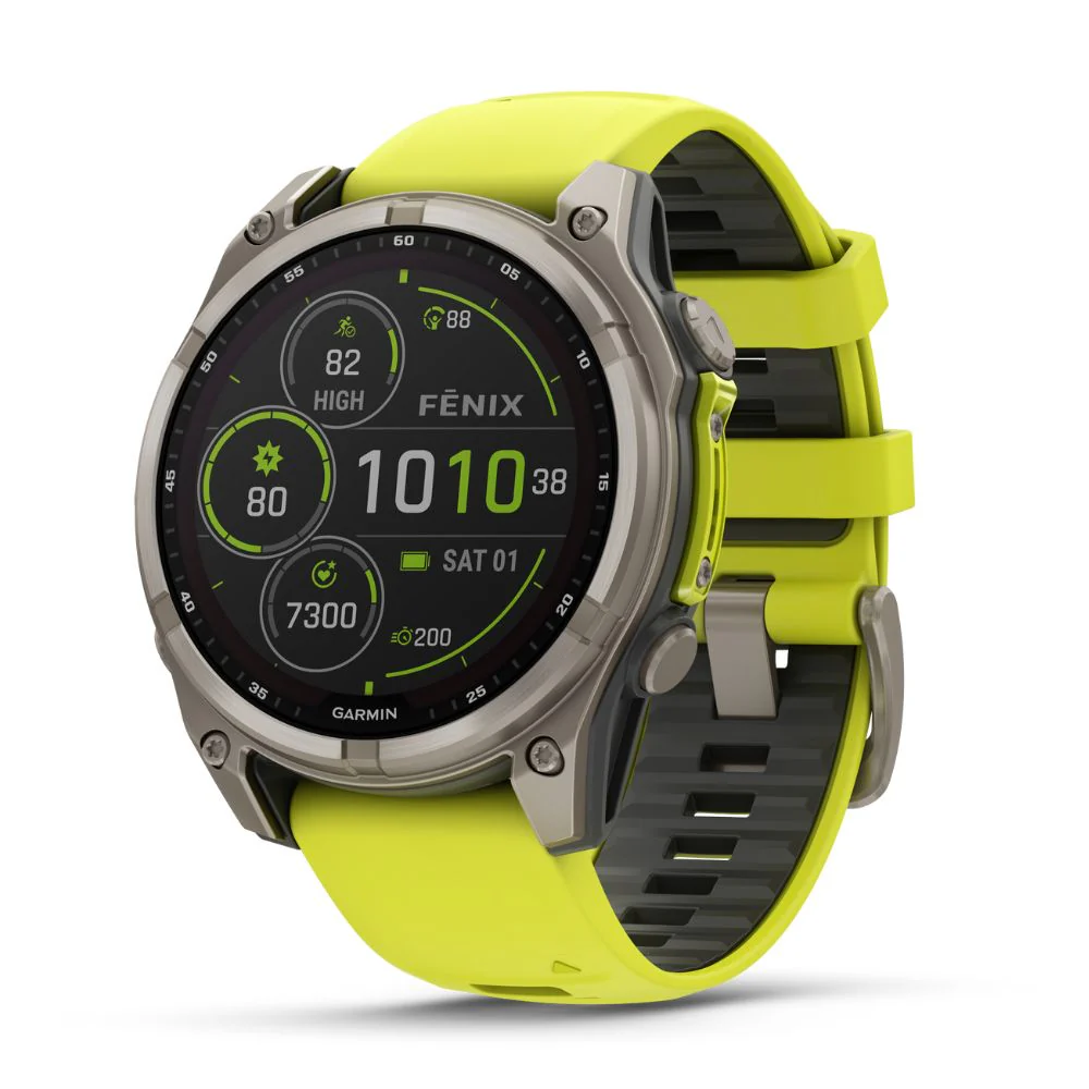 Garmin Fenix 8, 47mm Solar Sapphire, titaani ja keltainen, älykello 010-02906-21