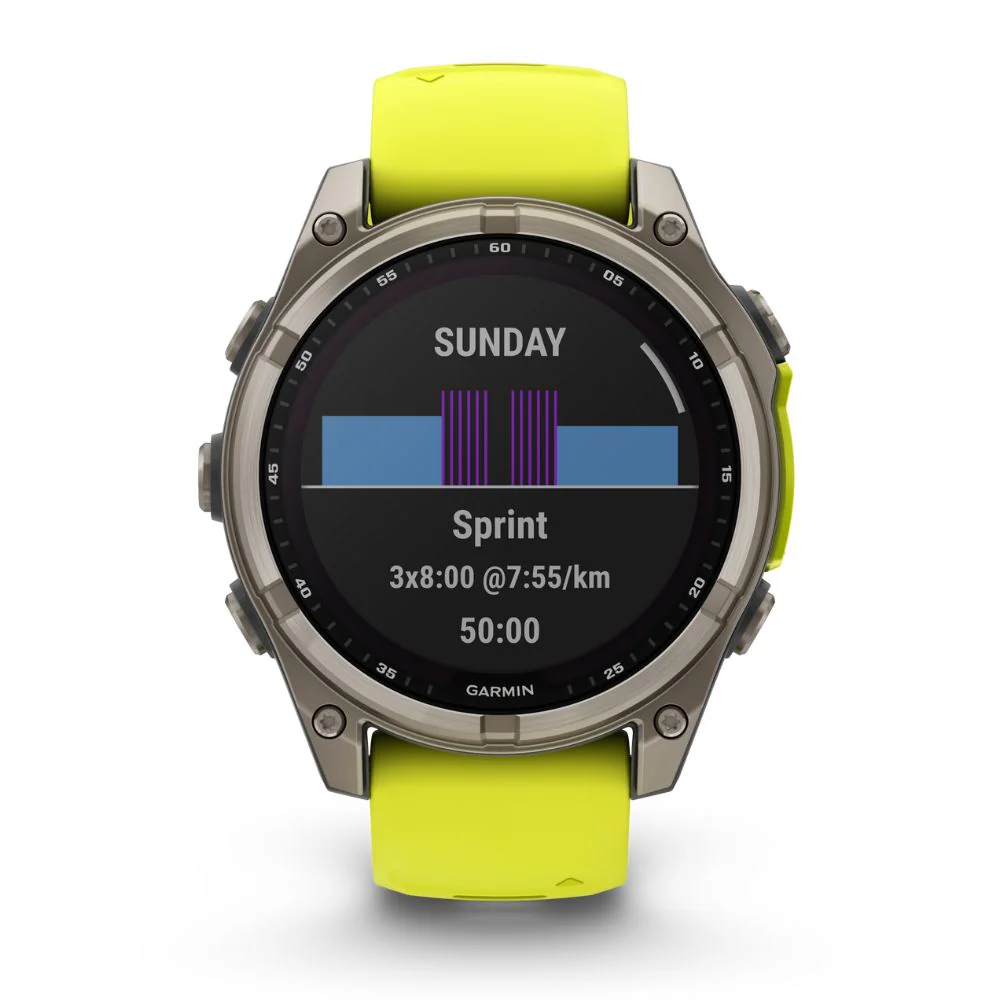 Garmin Fenix 8, 47mm Solar Sapphire, titaani ja keltainen, älykello 010-02906-21 - Image 2