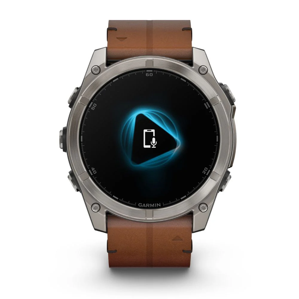 Garmin Fenix 8, 51mm Amoled Sapphire, hiilenharmaa titaani ja ruskea nahkaranneke, älykello 010-02905-40 - Image 2