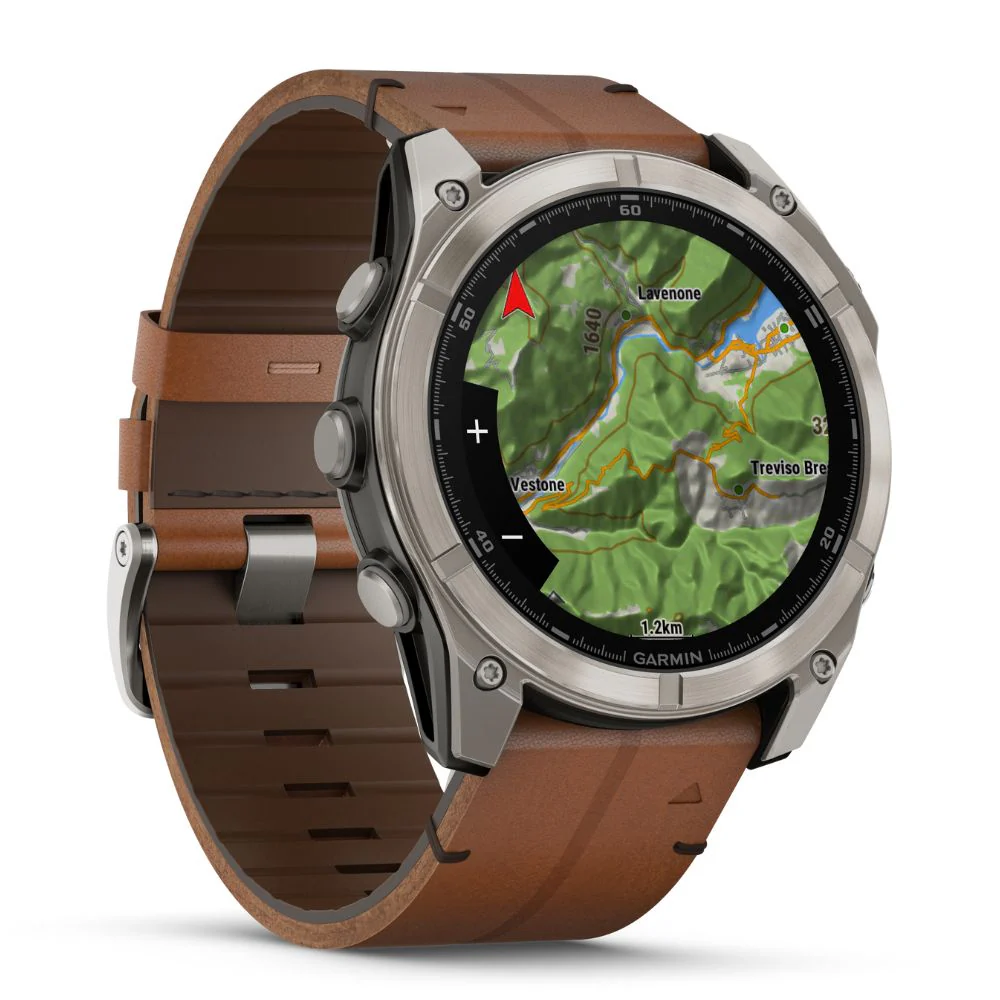 Garmin Fenix 8, 51mm Amoled Sapphire, hiilenharmaa titaani ja ruskea nahkaranneke, älykello 010-02905-40 - Image 3