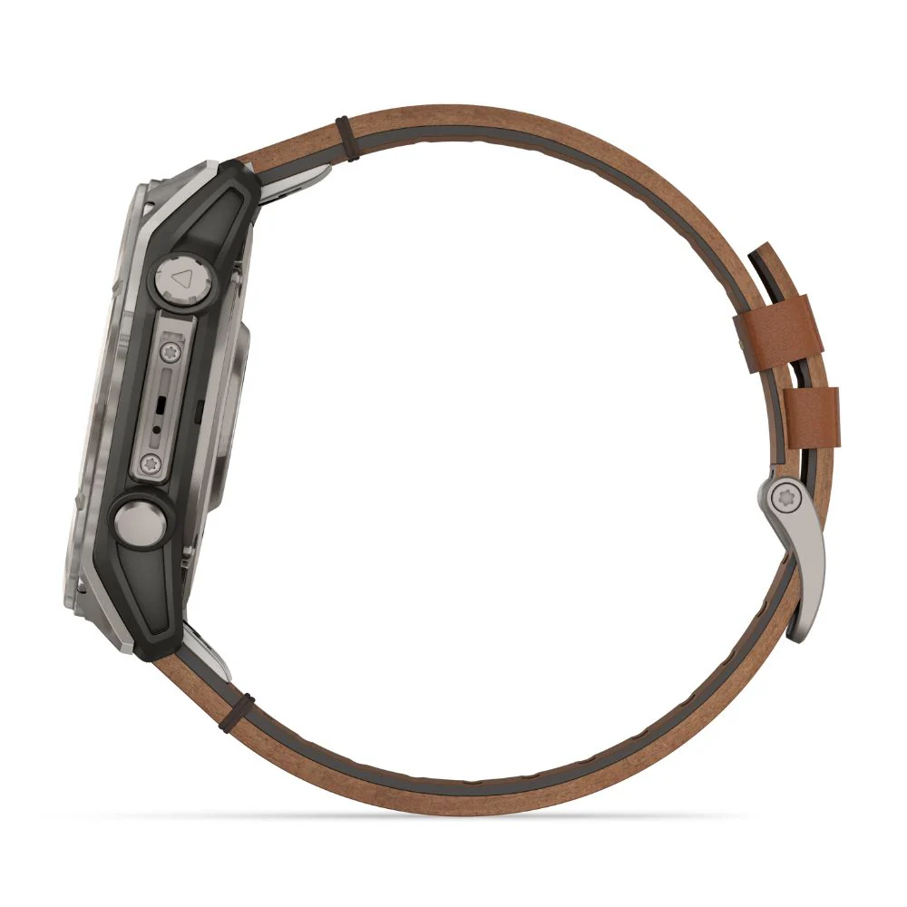 Garmin Fenix 8, 51mm Amoled Sapphire, hiilenharmaa titaani ja ruskea nahkaranneke, älykello 010-02905-40 - Image 6
