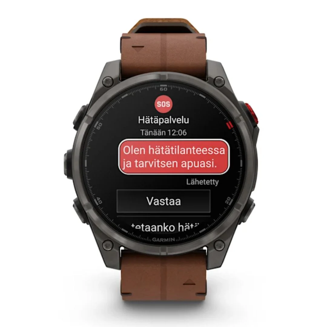 Garmin Fenix 8 Pro Amoled 47mm LTE Sapphire, titaani ja ruskea nahkaranneke, älykello 010-03198-40 - Image 2