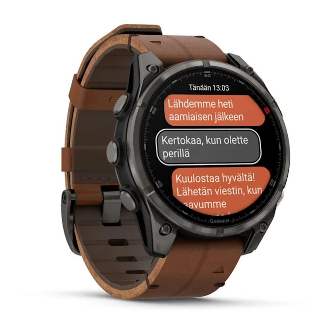 Garmin Fenix 8 Pro Amoled 47mm LTE Sapphire, titaani ja ruskea nahkaranneke, älykello 010-03198-40 - Image 3