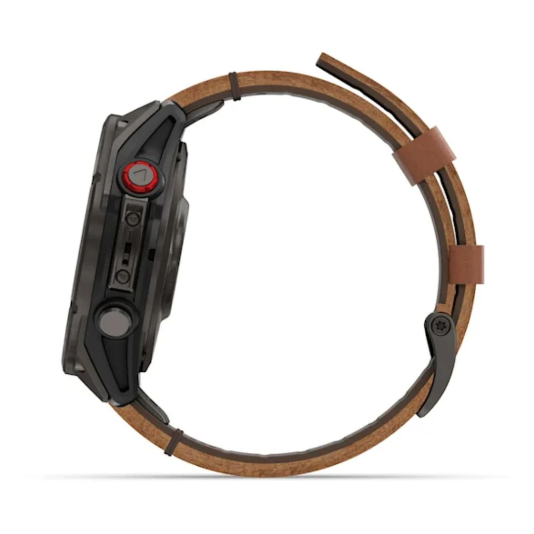 Garmin Fenix 8 Pro Amoled 47mm LTE Sapphire, titaani ja ruskea nahkaranneke, älykello 010-03198-40 - Image 4