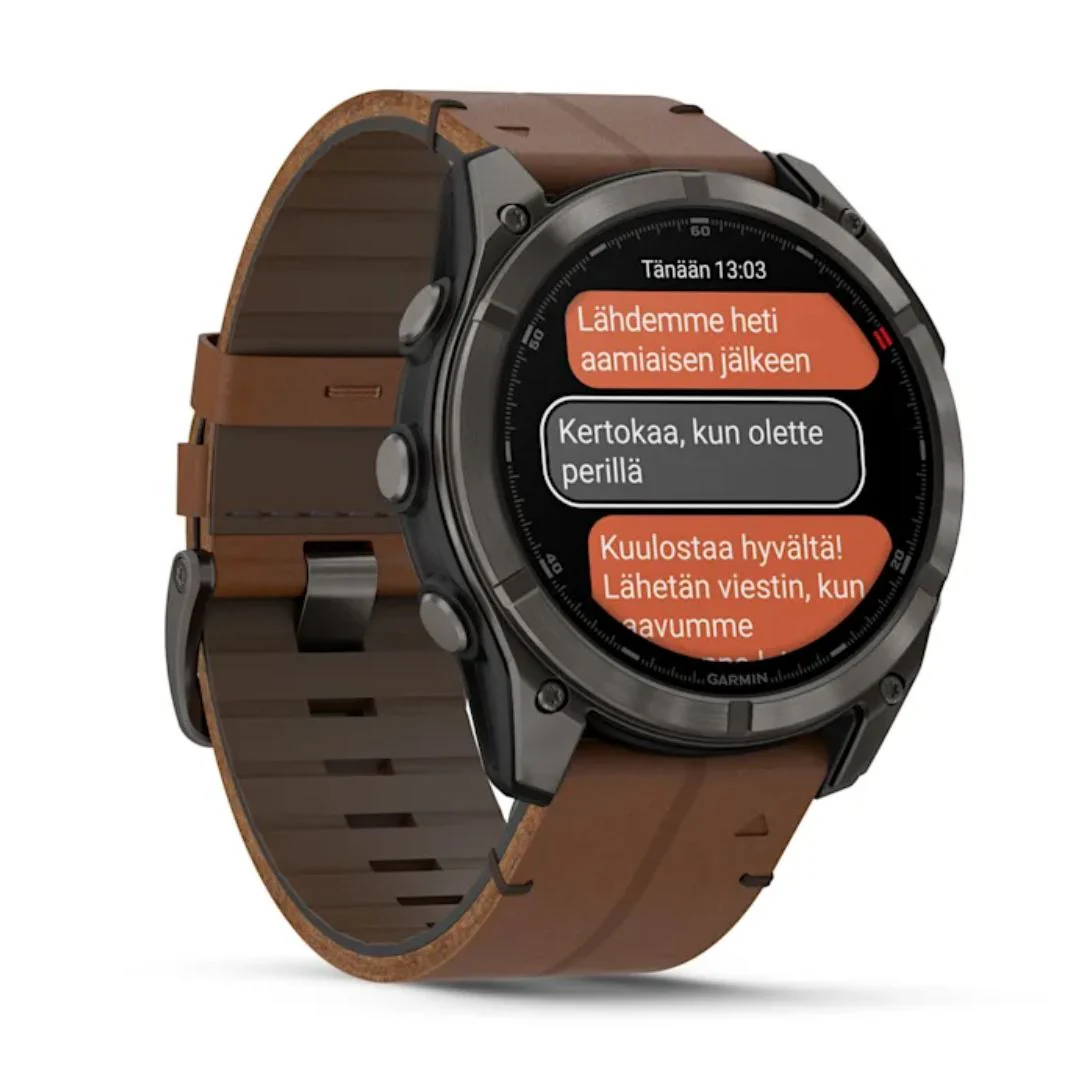 Garmin Fenix 8 Pro Amoled 51mm LTE Sapphire, titaani ja ruskea nahkaranneke, älykello 010-03199-40 - Image 3