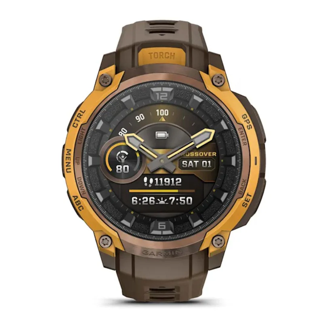 Garmin Instinct Crossover AMOLED, pronssi ja auringonkeltainen, GPS-hybridiälykello 010-03398-01 - Image 2