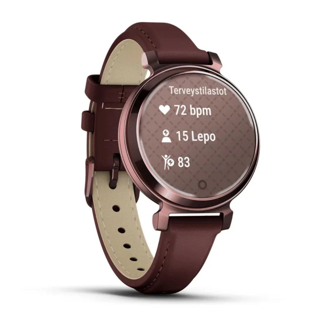 Garmin Lily 2 Classic, tumma pronssi ja tummanpunainen nahkahihna, 010-02839-03 - Image 3